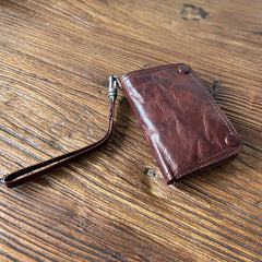 dark brown wristlet wallet​ Leather Wristlet Wallet for Men wristlet wallet small​ leather clutch wallet​ biker chain wallet