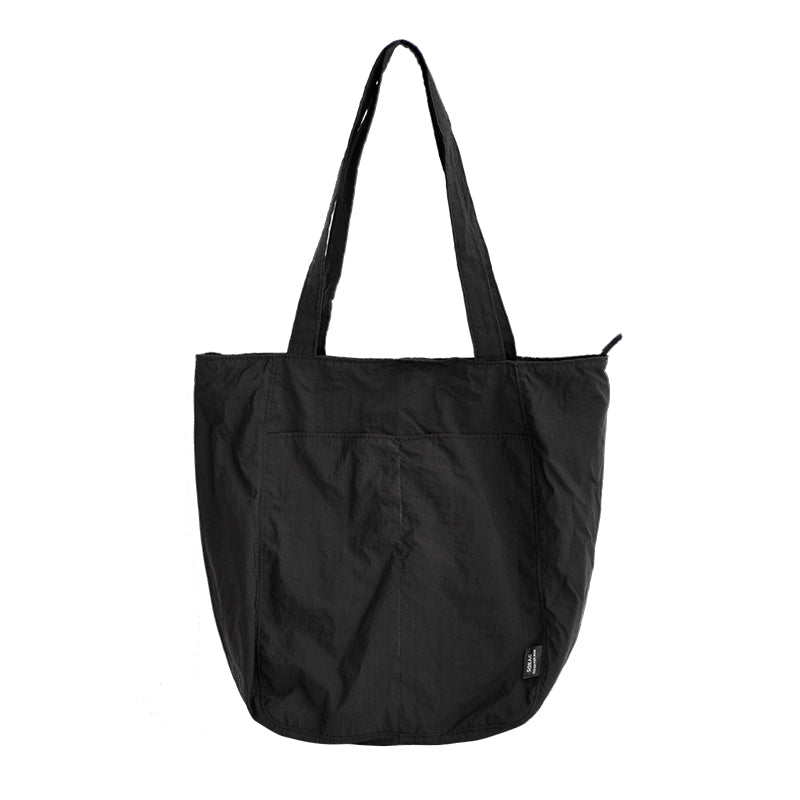 Black Large Nylon Tote Bag with Zipper