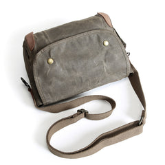 Gray Waxed Canvas Mens Casual Shoulder Bag Messenger Bags Casual Courier Bags for Men