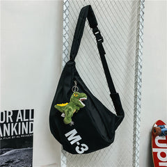 Black Nylon Large Sling Bag For Men 