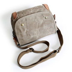 Gray Waxed Canvas Mens Casual Shoulder Bag Messenger Bags Casual Courier Bags for Men