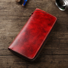 Cool Leather Biker Chain Wallet Mens Vintage Biker Long Zip Wallet for Men