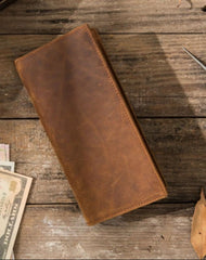 Brown Bifold Long Wallets for Men slim long wallet​