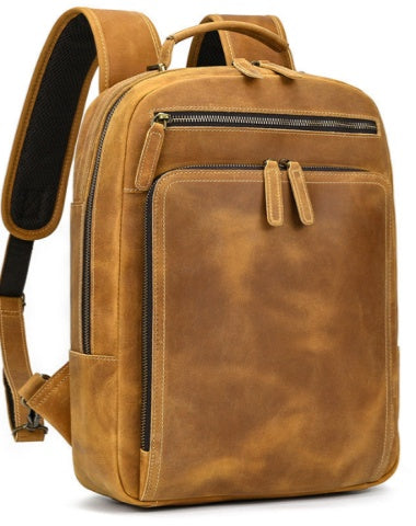 Light Brown Large Leather Backpack for Travel 