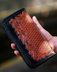 Hand Tooled Leather Wallets Mens Zip Around Wallet Eagle Tooled Leather Wallet Cool Wallets for Guys