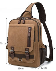 Khaki School Canvas Large Sling Bag For Men Khaki Canvas Sling Bags For Big Men