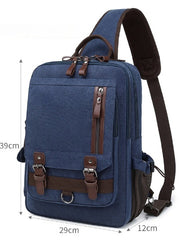 sling backpacks Blue Canvas crossbody sling bag Large Sling Bag For Men one strap backpack