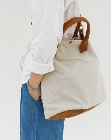 White Gray Canvas Tote Bag