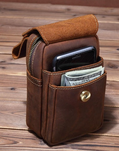 Mobile Phone Belt Holder Brown Leather Phone Holster Leather Cell Phone Holster Leather Belt Pouch