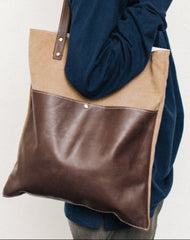 Canvas Tote Bags Khaki&Coffee 