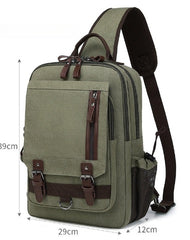 Army Green School Canvas Large Sling Bag For Men Business Canvas Sling Bag For Big Men