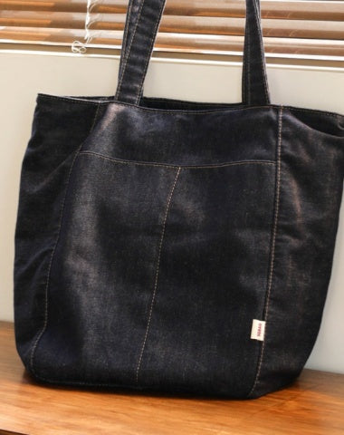 Women Blue Denim Shopper Tote Bags Denim Large Tote Shoulder Bag Handbag for Men - EverHandmade