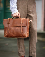 Brown Leather Briefcase Workbag for Men Leather Briefcases Men Mens Leather Briefcases Shouler Laotop Bag