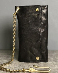 Black Wallet On Chain Leather Trifold Wallet on A Chain Trifold Leather Wallets for Men Biker Chain Wallets