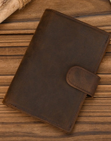 High Quality Trifold Leather Wallet With Buckle ID Window Vertical Leather Trifold Wallets for Men A Lot of Cards