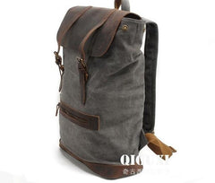 Cool Canvas Leather Mens School Backpack Laptop Backpack Canvas Travel Backpack Canvas for Men