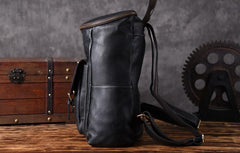 Cool Genuine Leather Mens Backpack Large Black Travel Backpack Hiking Backpack for men