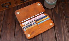 Handmade Leather Mens Trucker Wallet Cool Biker Leather Wallet Long Phone Wallets for Men