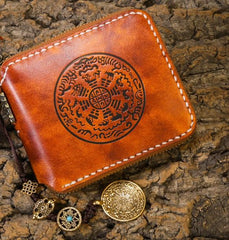 Handmade Leather Mens Chain Biker Wallet Cool Leather Wallet Small Wallets for Men