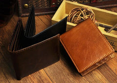 Cool Leather Mens Slim Small Wallet billfold Slim Front Pocket Wallet for Men