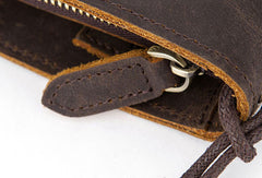 Handmade Genuine Leather Long Wallet Zip Bifold Wallet Purse Clutch Bag For Mens