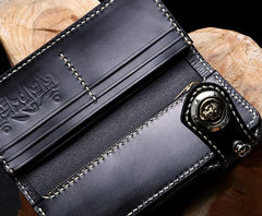 Cool Leather Mens Biker Chain Wallet Leather Biker Wallets Long Chain Wallet for Men