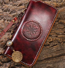 Handmade Leather Mens Chain Biker Wallet Cool Leather Wallet Long Phone Wallets for Men