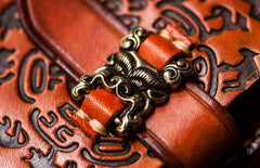 Handmade Leather Mens Tibetan Chain Biker Wallets Cool Leather Clutch Wallet Long Wallets for Men