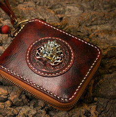 Handmade Leather Mens Chain Biker Wallet Cool Leather Wallet Small Wallets for Men