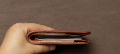 Handmade Leather Mens Cool Slim Leather Small Wallet Men Bifold billfold Wallet for Men