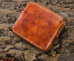 Handmade Leather Mens Chain Biker Wallet Cool Leather Wallet Small Wallets for Men