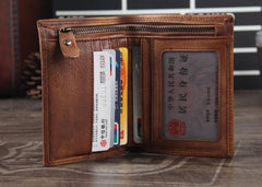 Handmade Genuine Leather Mens Cool Billfold Leather Wallet Men billfold Wallets Bifold for Men