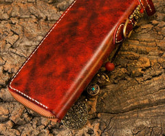 Handmade Leather Mens Chain Biker Wallet Cool Leather Wallet Long Phone Wallets for Men