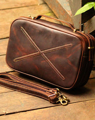 Genuine Leather Mens Cool Messenger Bag iPad Bag Chest Bag Bike Bag Cycling Evelope Cluth Bag For Men - EverHandmade