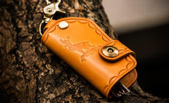 Handmade Leather Tooled Mens Cool Car Key Wallets Car Key Holder Car for Men