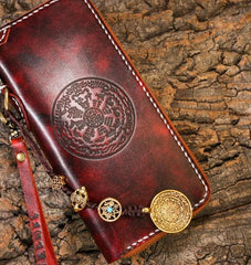 Leather Mens Biker Chain Wallet Leather Cool Biker Wallets Long Chain Wallet for Men