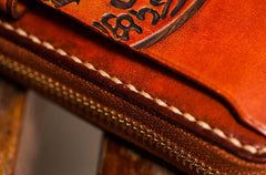 Handmade Leather Mens Tibetan Chain Biker Wallets Cool Leather Clutch Wallet Long Wallets for Men