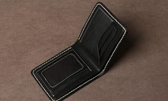 Handmade Leather Mens Cool Slim Leather Small Wallet Men Bifold billfold Wallet for Men