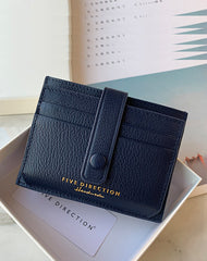 Cute Women Dark Blue Leather Card Holder Slim Card Wallet Dark Blue Small Card Holder Credit Card Holder For Women