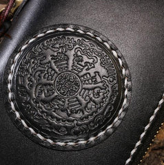 Handmade Leather Mens Chain Biker Wallet Cool Leather Wallet Long Phone Wallets for Men