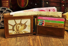 Cool Leather Mens Slim Small Wallet billfold Slim Front Pocket Wallet for Men