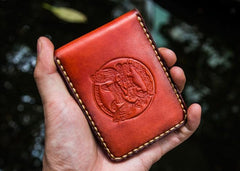 Handmade Leather License Wallet Tooled Mens billfold Wallet Cool Leather Wallet Slim Wallet for Men