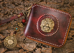 Handmade Leather Mens Chain Biker Wallet Cool Leather Wallet Small Wallets for Men