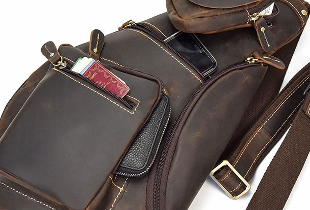 Luufan Genuine Crazy Horse Leather Waist Packs For Men mini Travel