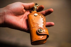 Handmade Leather Tooled Mens Cool Car Key Wallets Car Key Holder Car for Men