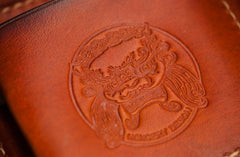 Handmade Leather Tibetan Tooled Mens billfold Wallet Cool Small Chain Wallet Biker Wallet for Men