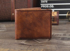 Handmade Genuine Leather Mens Cool Billfold Leather Wallet Men billfold Wallets Bifold for Men