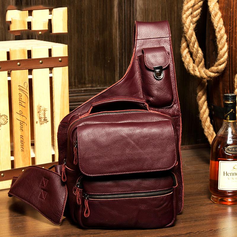 Leather Mens Cool Sling Bag Crossbody Bag Chest Bag for men