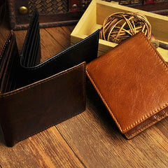 Cool Leather Mens Slim Small Wallet billfold Slim Front Pocket Wallet for Men