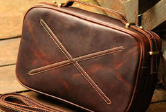 Genuine Leather Mens Cool Messenger Bag iPad Bag Chest Bag Bike Bag Cycling Evelope Cluth Bag For Men - EverHandmade